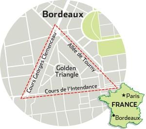 Bordeaux altın üçgeni haritası