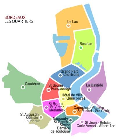 Bordeaux bölgesinin haritası