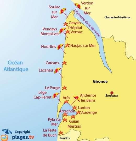 Bordeaux beach haritası