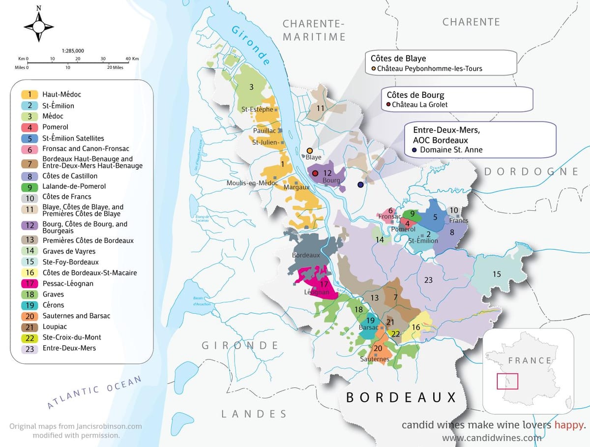 Bordeaux chateaux haritası